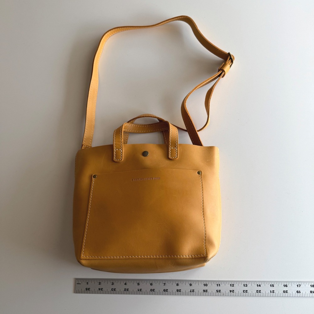 Portland Leather Goods Mini Crossbody Snap Top Sunflower Yellow Bag Purse - Picture 7 of 8